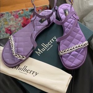 Mulberry Jeweled Satin Sandals (worn once!)